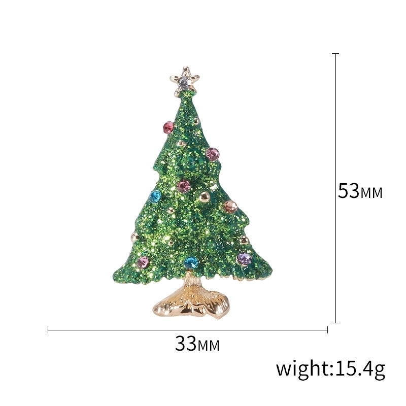 Fashion Pin Christmas Tree Alloy Inlay Rhinestones Women’S Brooches