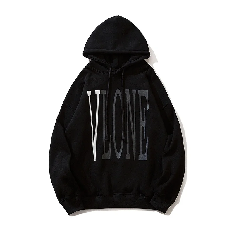 VLONE Reflective Big V Hip Hop Loose Suede Hoodie Jacket