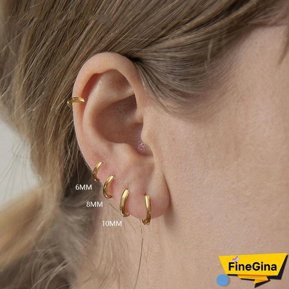 1 Pair 6-10mm Small Hoop Earrings Silver Color Circle Hoop Earring for Women Men Ear Clip Huggie Earrings