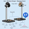 12 in 1 Docking Station Laptop Docking Station with Mag-Safe Wireless Charging Stand Magnetic Phone Charger Stand with USB C Hub for MacBook Dell HP iPad Mini Air Pro Galaxy Tab