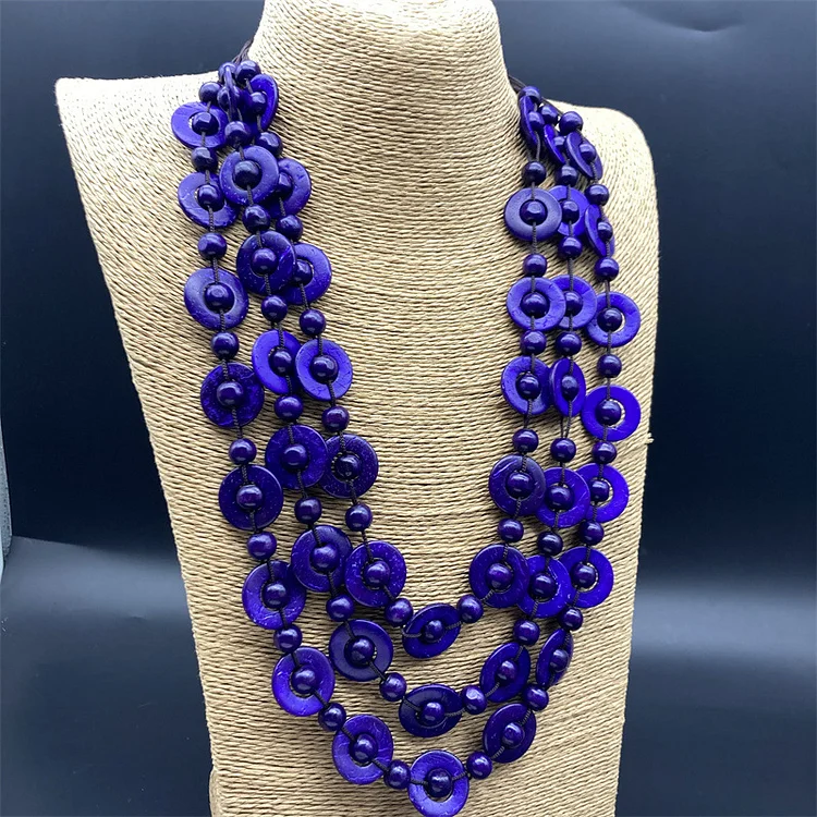 Retro Ethnic Wooden Contrast Color Necklace