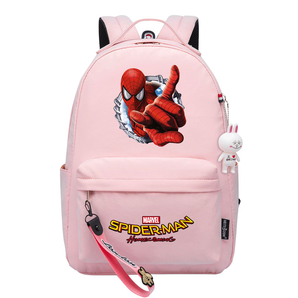 Spider-Man Backpack - Stylish and Spacious School Bag with Cartoon Accessories and Dual Side Pockets for Leisure and Travel-Mayoulove