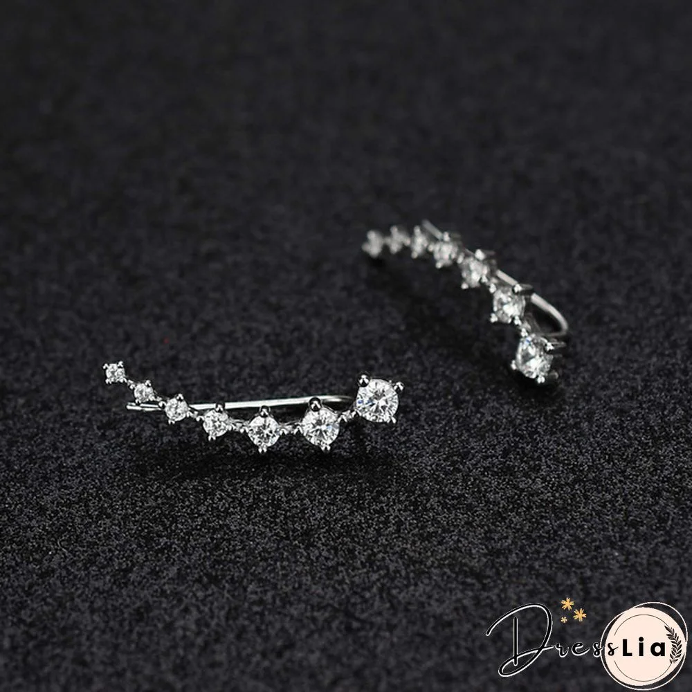 7 Crystals Ear Cuffs Hoop Climber Fashion Party Earrings Hypoallergenic Earring