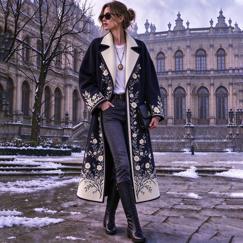 Comstylish Women's Vintage Bohemian Color-block Floral Print Jacket