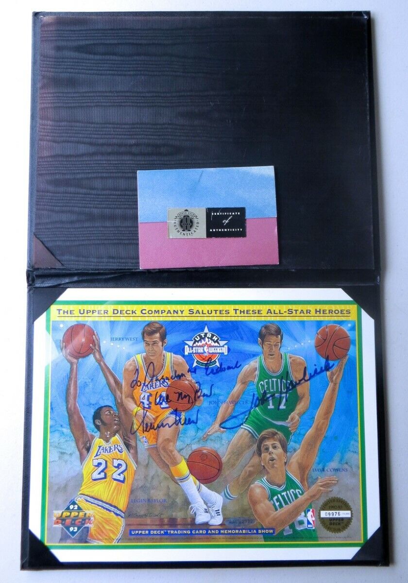 Jerry West John Havlicek Signed Autographed Binder Photo Poster painting Lakers Celtics UDA COA