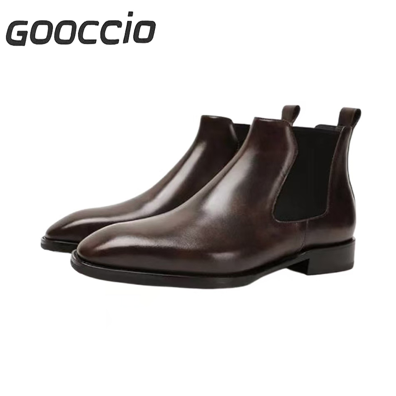 NJ205 Museum Calf-Skin Dress Boots/Chelsea Boots For Men GOOCCIO-NJ-Series  