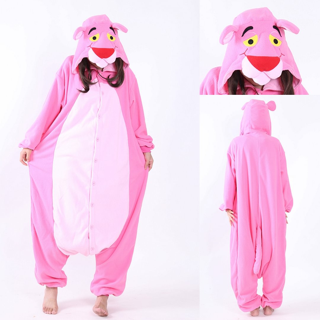 Pink Panther Kigurumi Animal Onesie Hoodie Pajamas-Pajamasbuy