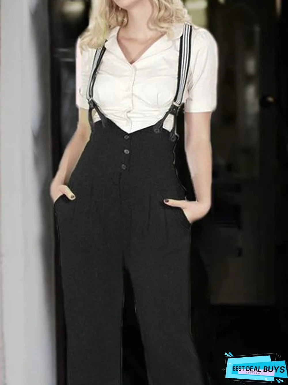 Casual Color-Block Plain Jumpsuit & Romper