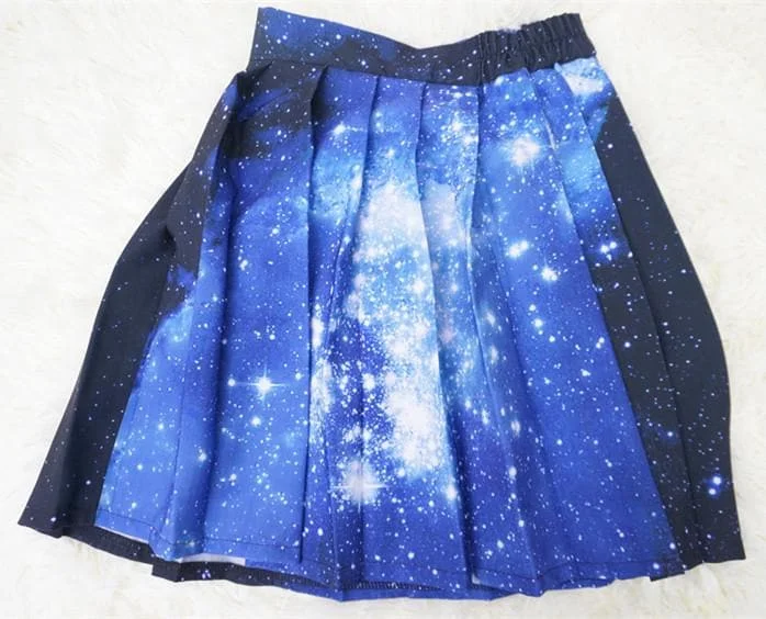 Galaxy Glimmer Stars Missprint Pleated Skirt SP140504