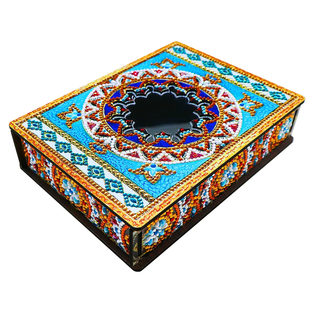 New Diamond Mosaic Set Wooden Box With Mirror Diamond Painting Jewelry Storage Box Diamond Embroidery Diy Girl Birthday Gift