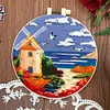 【Limited Stock Sale】Beautiful Sea-DIY Embroidery Kit with Pattern Cotton Threads Needles Hoop 30*30cm/11.81*11.81in tapestrymarket