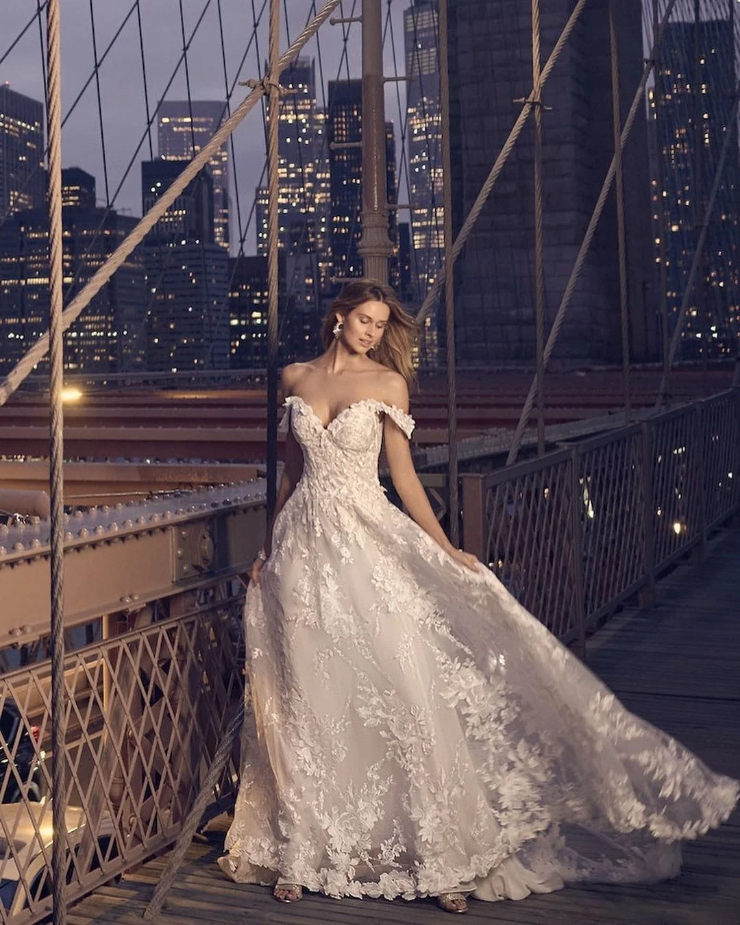 Miabel  White  Off-the-shoulder Sweetheart Lace Evening Dress