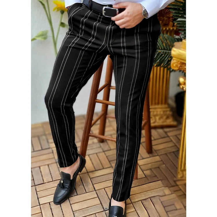 BrosWear Slim-Fit Striped Pants