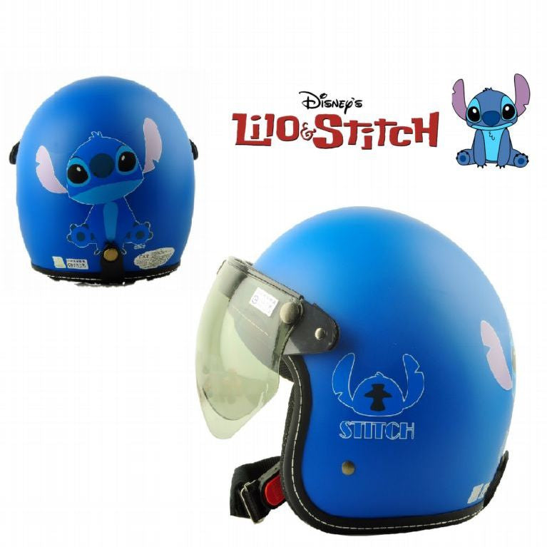 Stitch Adult Open-Face Helmet Pilot Face Shield 3/4 Motorcycle Helmet Retro Blue A Cute Shop - Inspired by You For The Cute Soul 