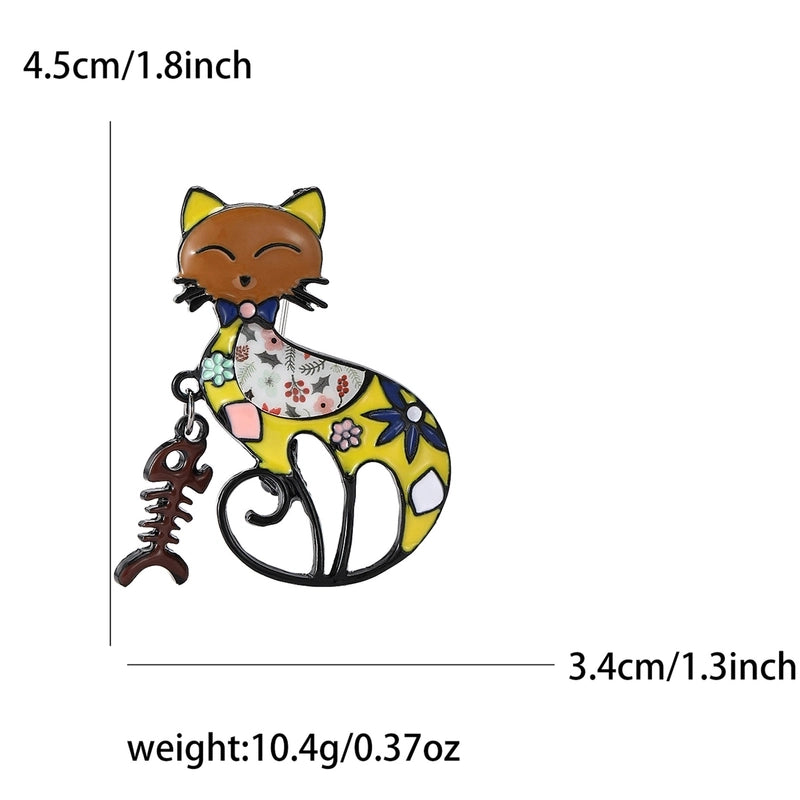 Cute Pin Cat Fish Bone Alloy Enamel Unisex Brooches