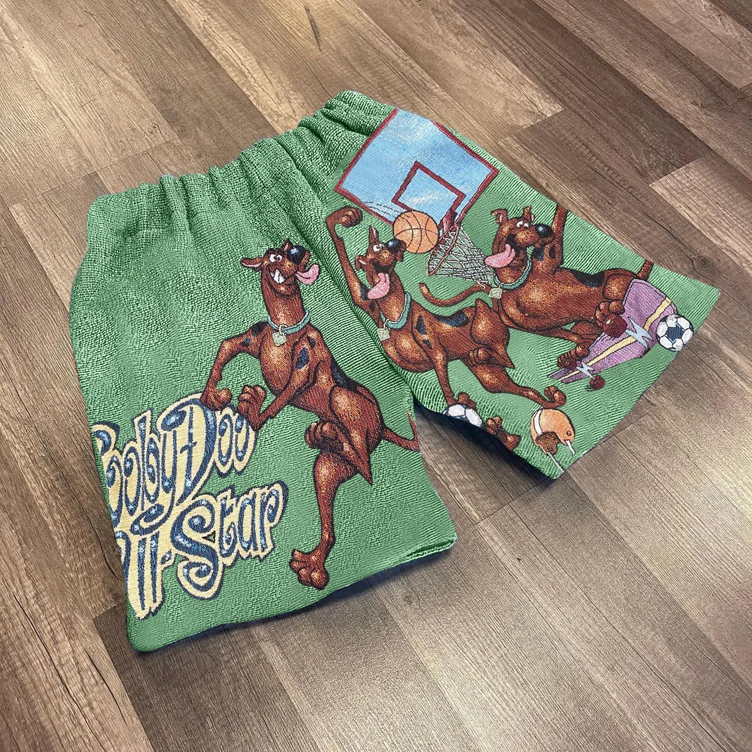 vintage scooby doo puppy print track shorts