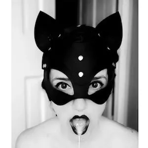 Black cat mask Woman leather black female mask Female cat rave ...