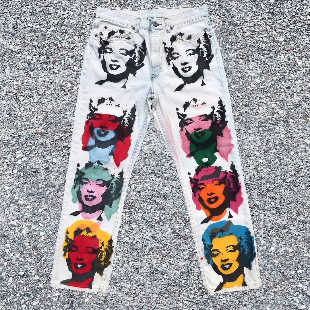 Fashion casual character print jeans