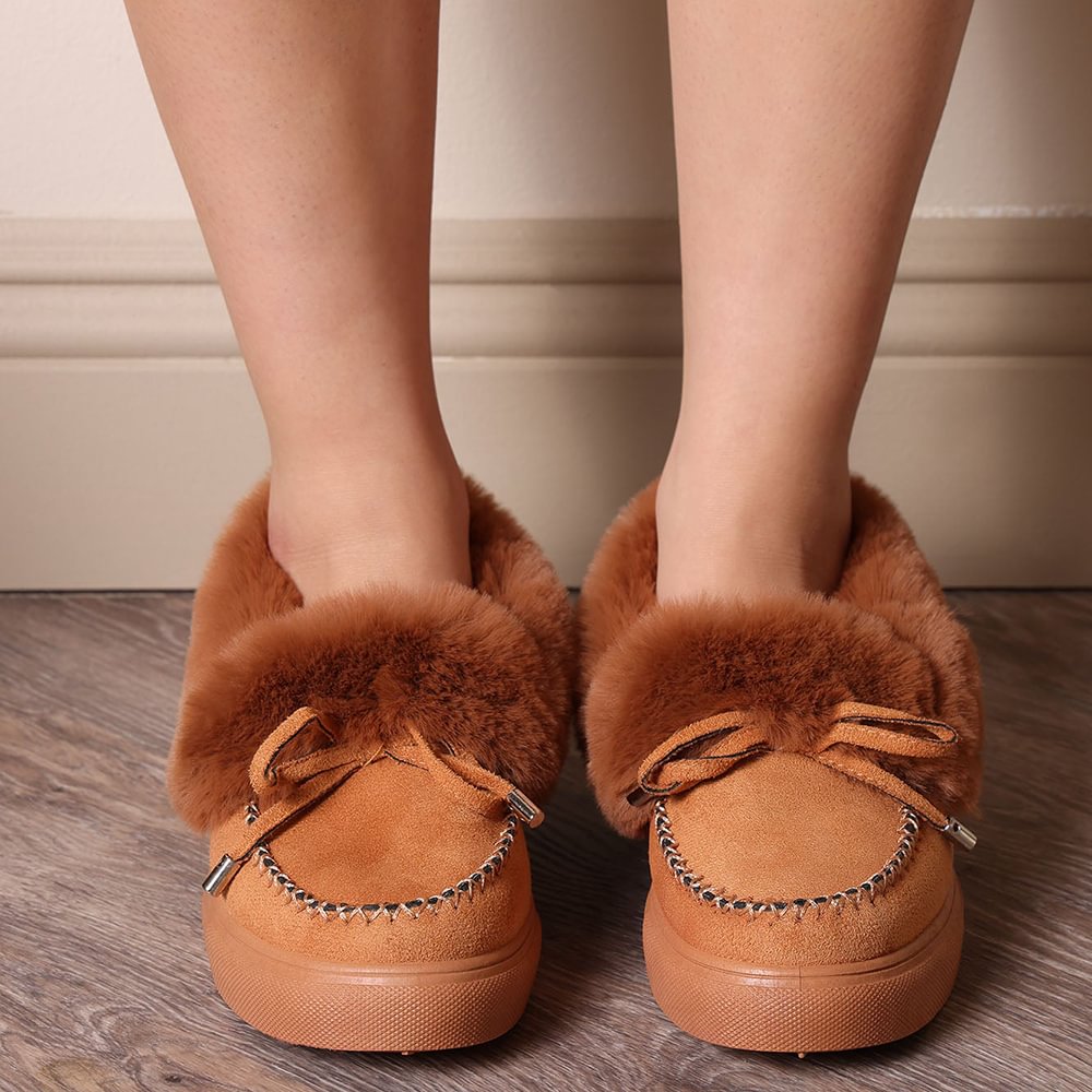 Brown Loafers For Women Furry Loafers Nicepairs