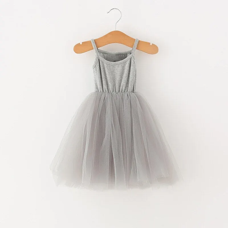Sequins Star Tulle Dress for Girl Summer Sleeveless Knitted Dresses Christmas Party Vestidos Baby Children Birthday Clothing