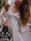 Lace Embroidered Loose Spaghetti-Neck Casual Mini Dress