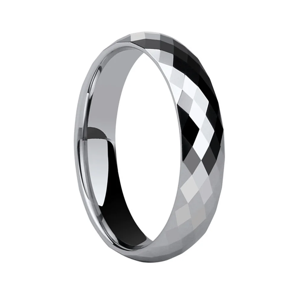 3MM 4MM 6MM 8MM Couples Silver Rhombus Cut Multi Faceted Tungsten Rings