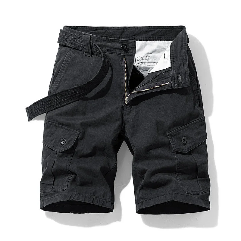 Men's Cargo Shorts Straight Color Pocket Zip Lounge Pants