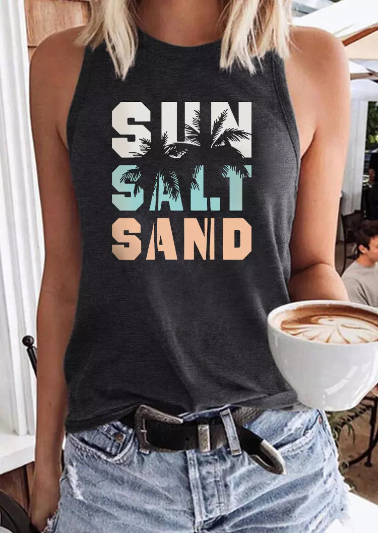 Sun Salt Sand Beach Coconut Tree Tank - Dark Grey