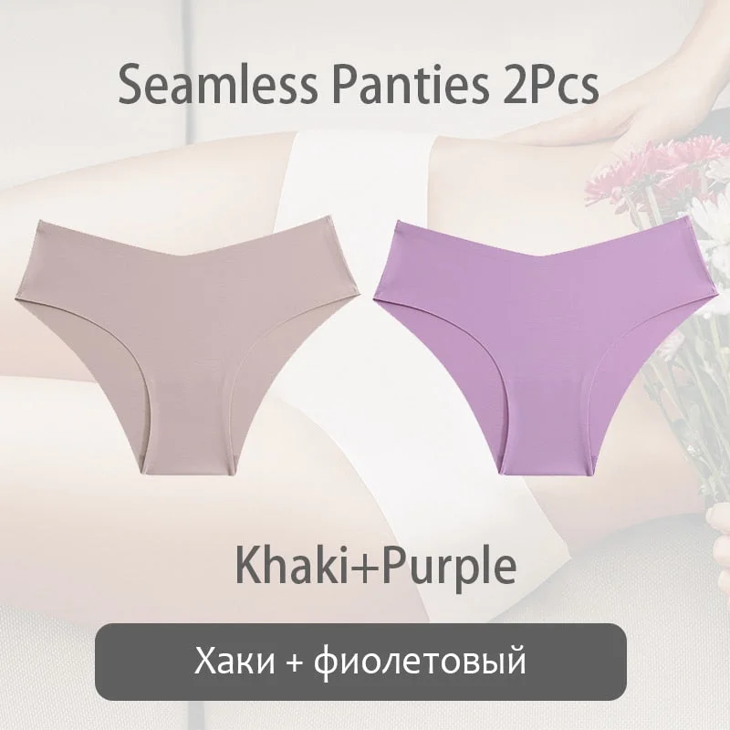 FINETOO 1/2Pcs Seamless Panties Women Sexy V Waist Briefs M-2XL Plus Size Underwear Comfortable Ladies Underpants Lingerie 2021