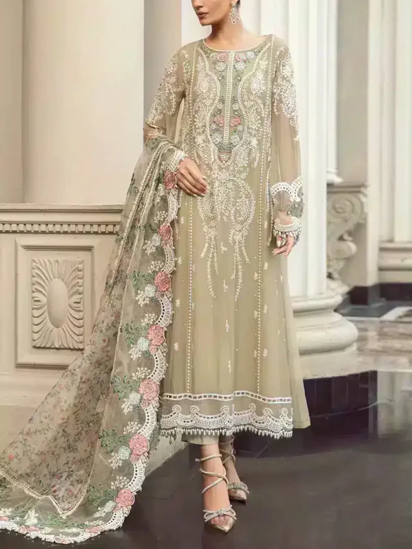 Round Neck Lace Embroidery Top And Pants Suit