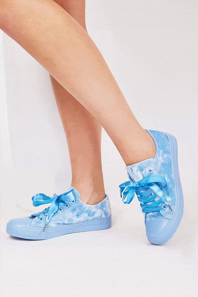 Malika Velour Ribbon Lace-Up Trainers Katch Me
