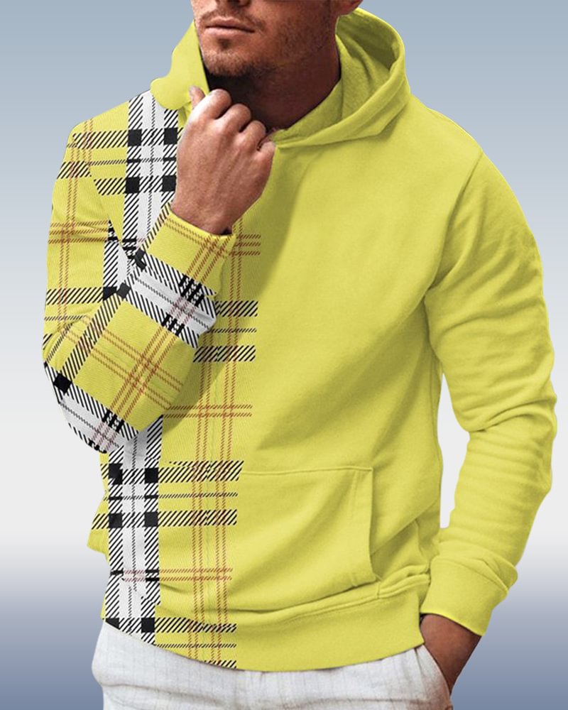 Men's Check Colorblock Hoodie 061