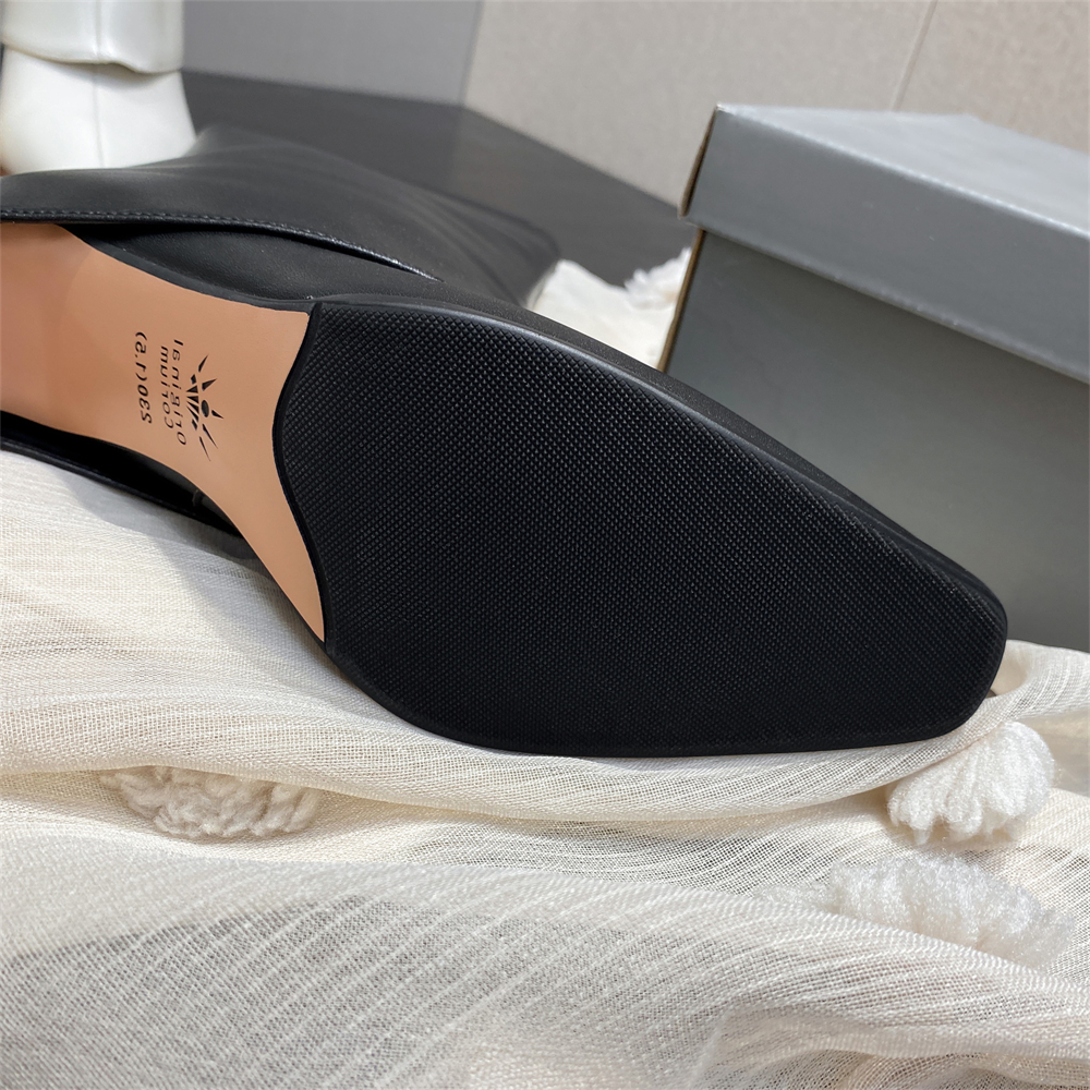 70mm Short Tube Block Heel Boots Black-vocosishoes