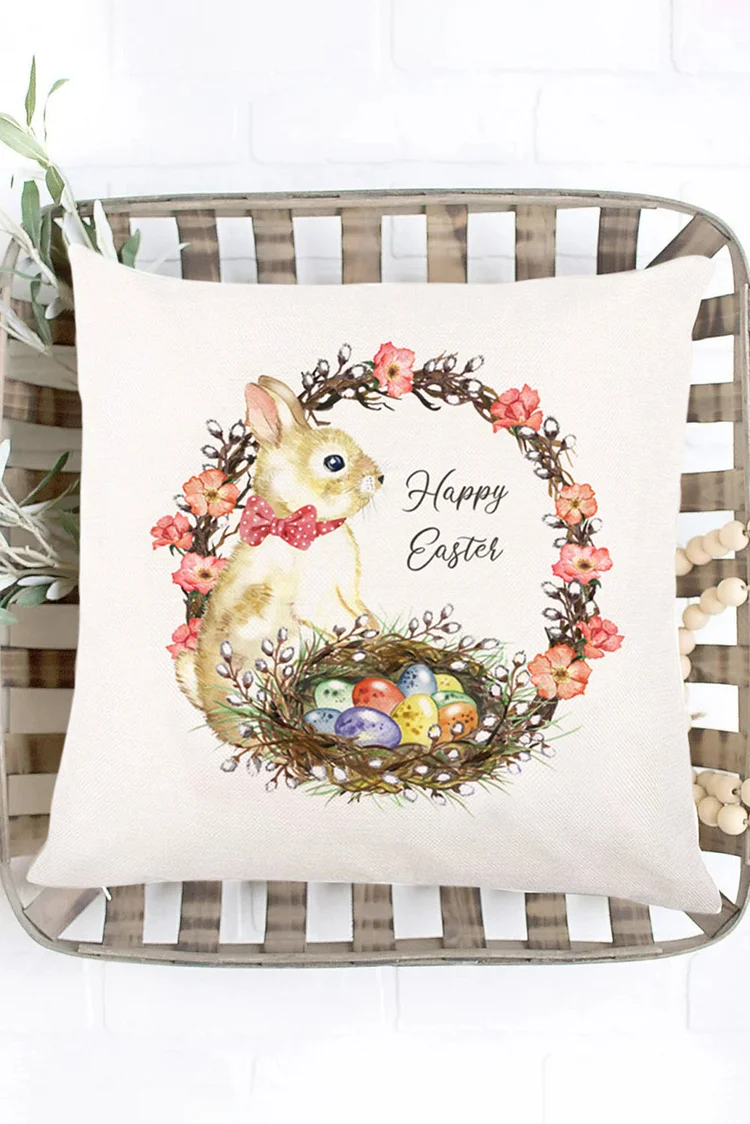 Happy Easter Bunny Print Pillow Covers-elleschic