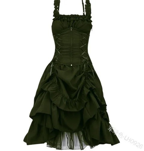 Uveng Uveng Lolita COS Gothic Slimming Irregular Design Strap Corset Dress Braped