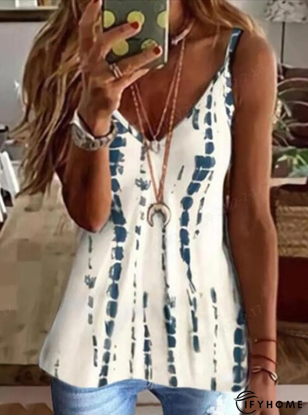 Boho Jersey Spaghetti Tie-Dye Pattern Tank & Cami | IFYHOME