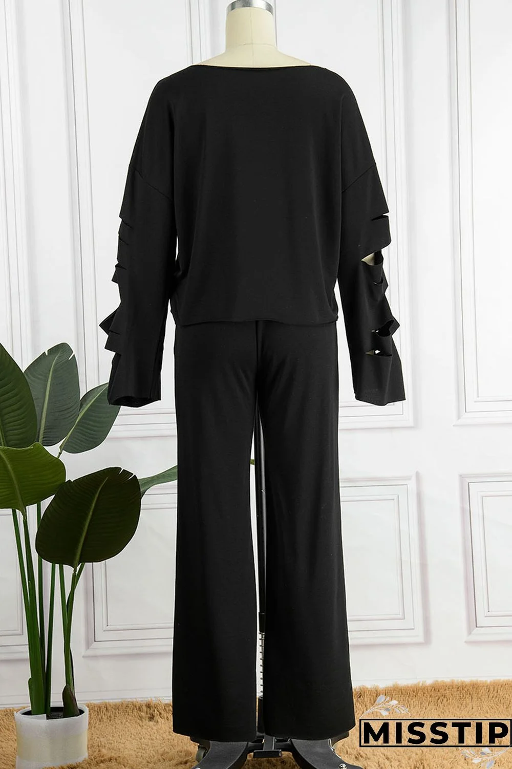 Yellow Casual Street Solid Ripped Hollowed Out Patchwork Oblique Collar Long Sleeve Two Pieces