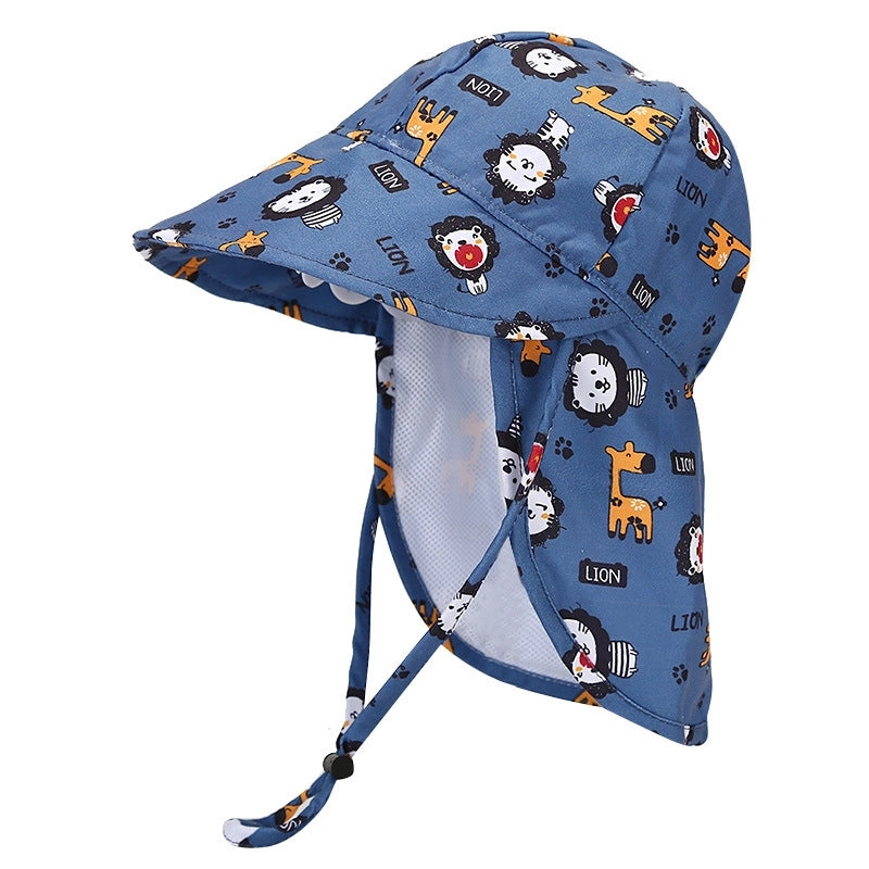 Children Unisex Cartoon Style Animal Printing Sun Hat