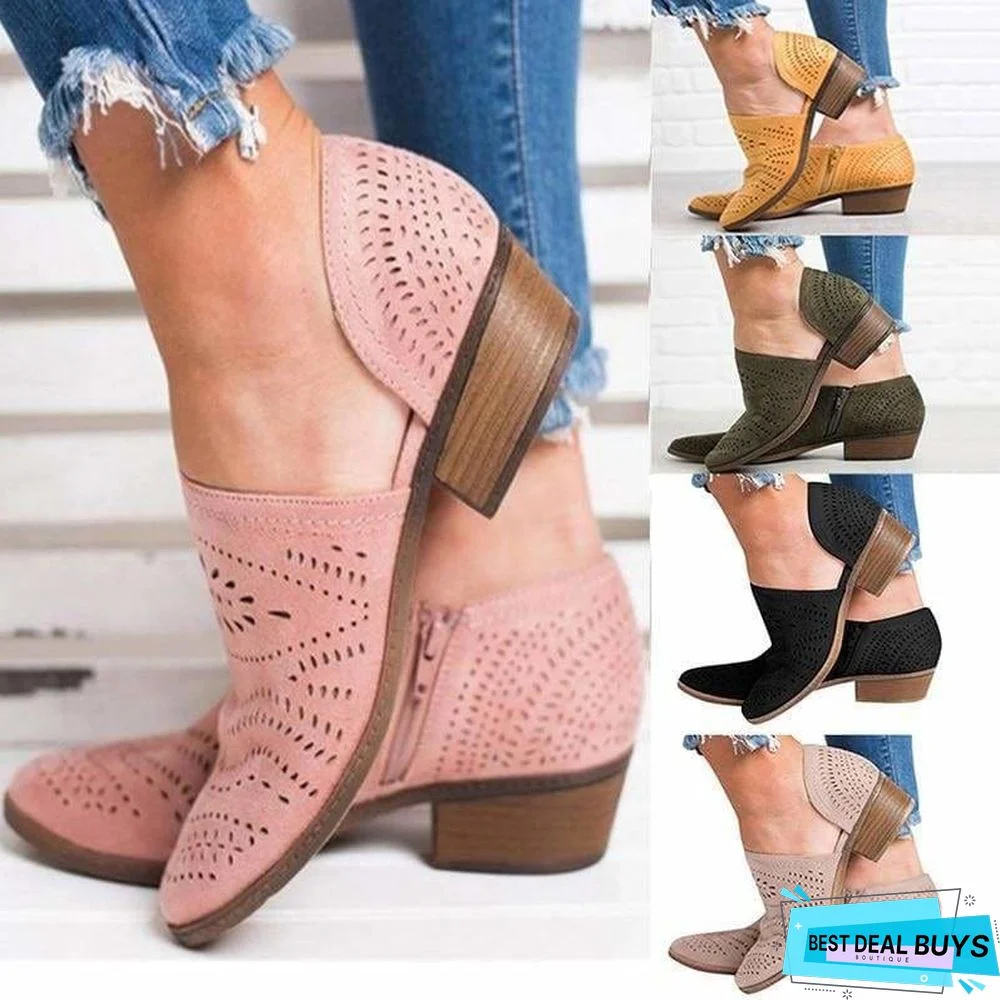 Leisure Hollow Low-heeled Shoes Women Sandals