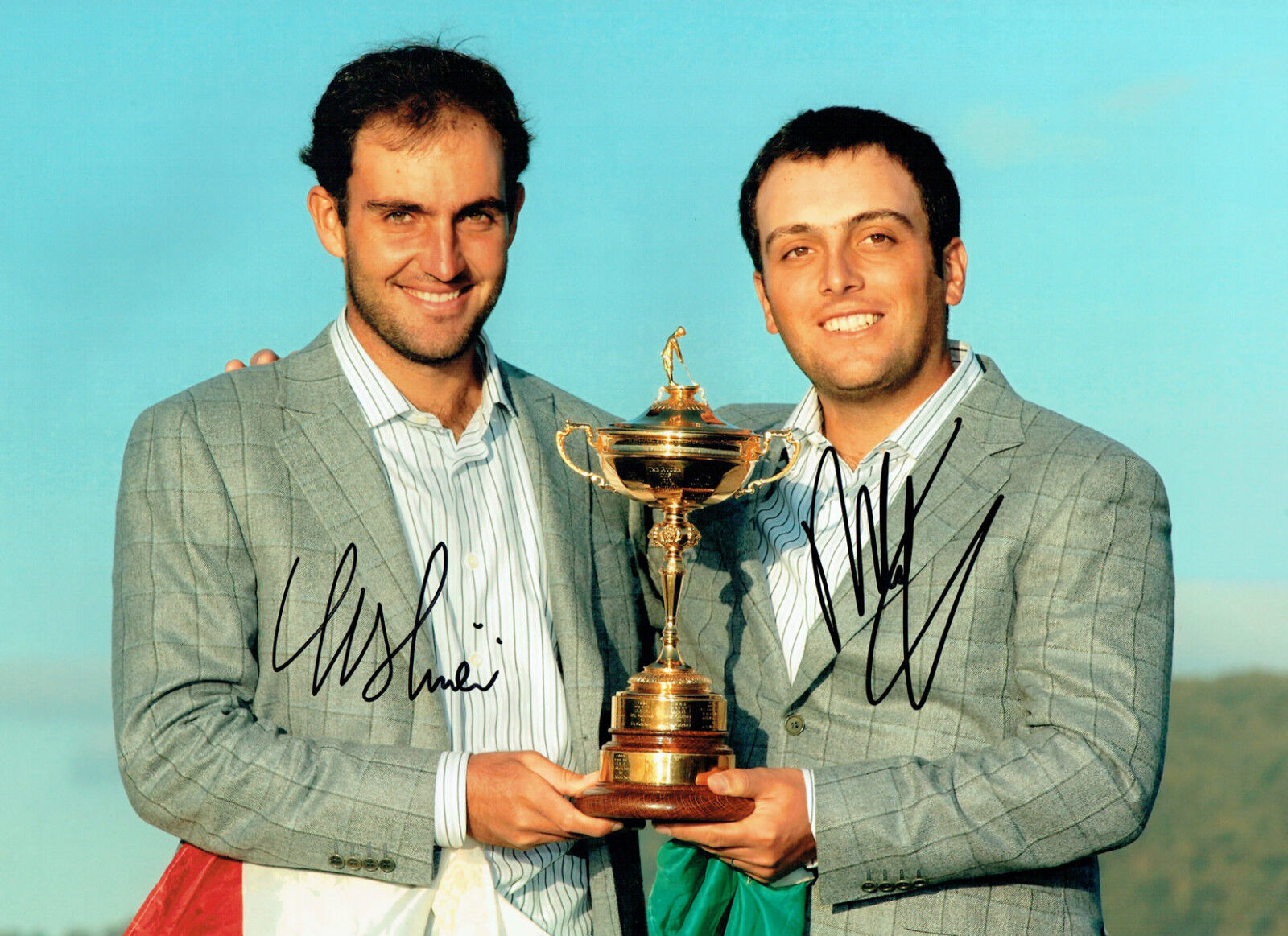 Edoardo & Francesco MOLINARI Signed Autograph 16x12 GOLF CUP Photo Poster painting AFTAL COA