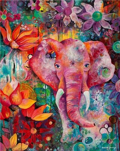 

Colorful Roses Elephant – Paint By Numbers - 40*50CM, 501 Original
