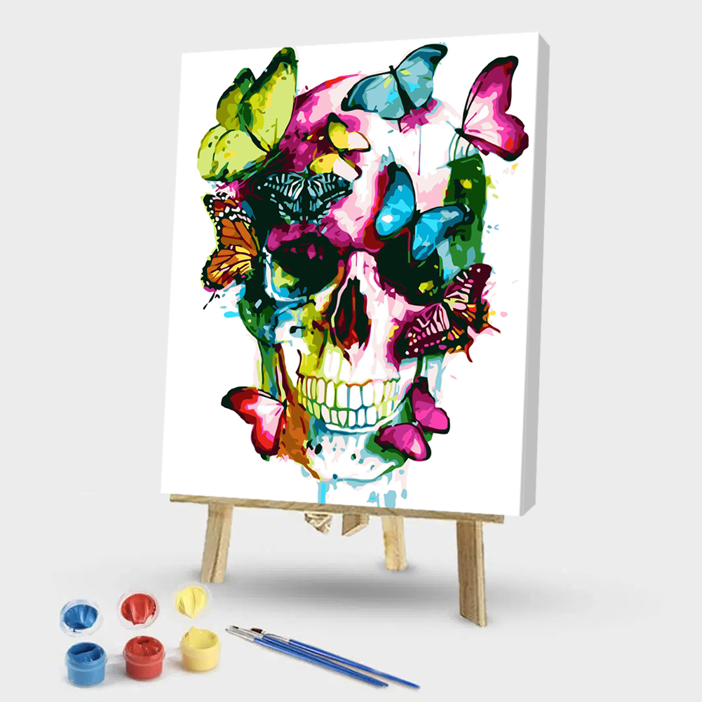 

40*50CM Paint By Numbers-Skull Butterfly, 501 Original