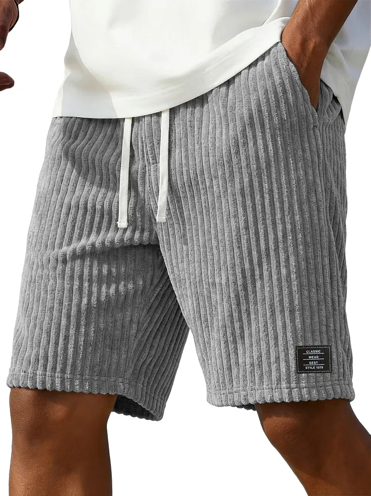 Men's Stylish Corduroy Shorts with Embroidered Logo-Customized products
