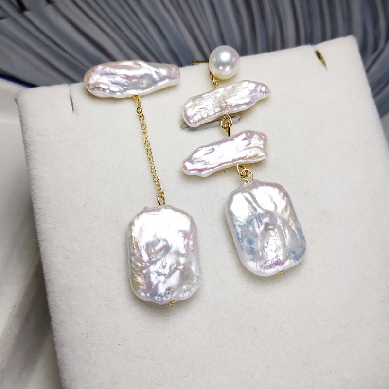 Asymmetrical Baroque Pearl Earrings