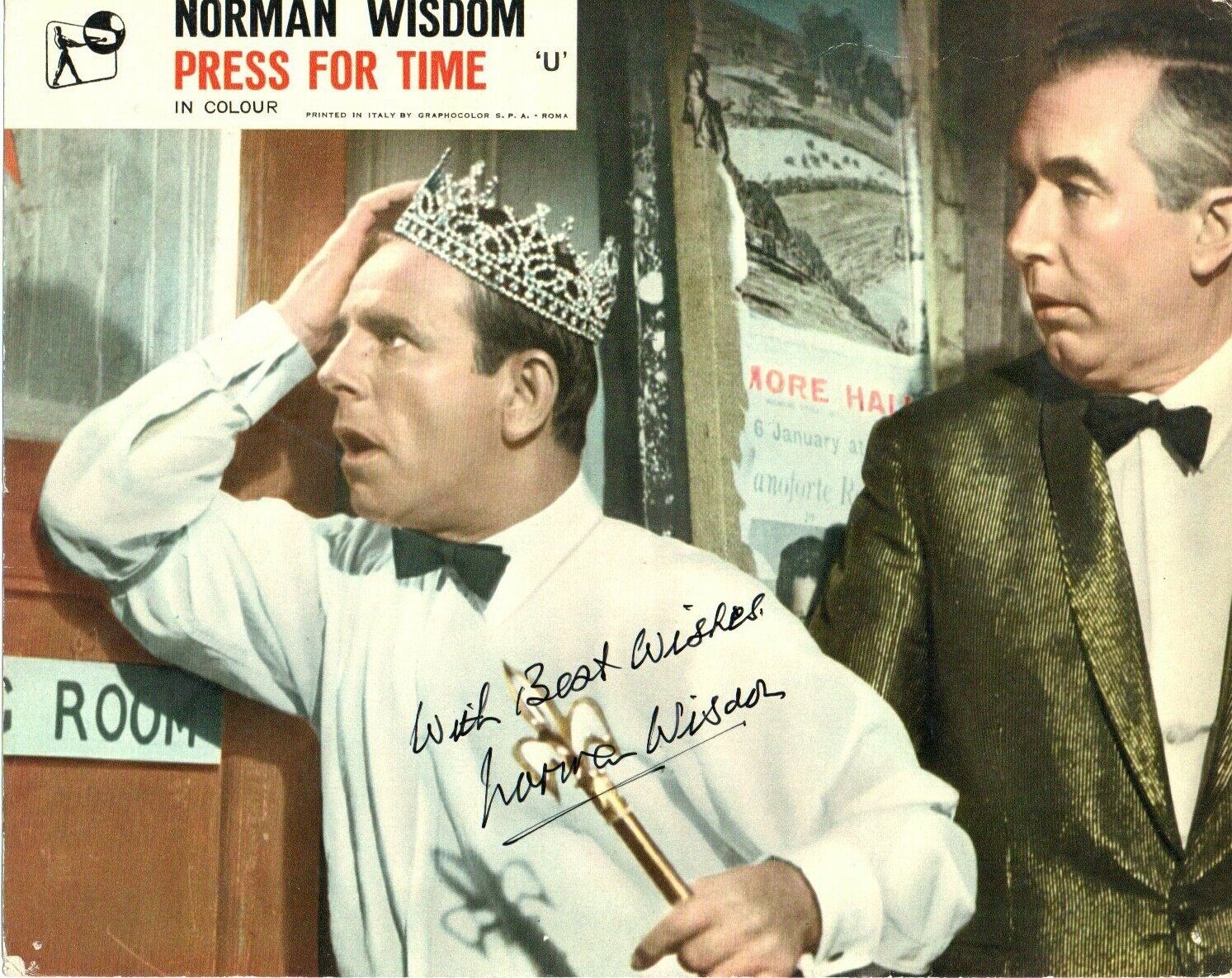 Sir Norman Wisdom Signed 10 by 8 inches Genuine Signature Photo Poster painting Orig Film Still