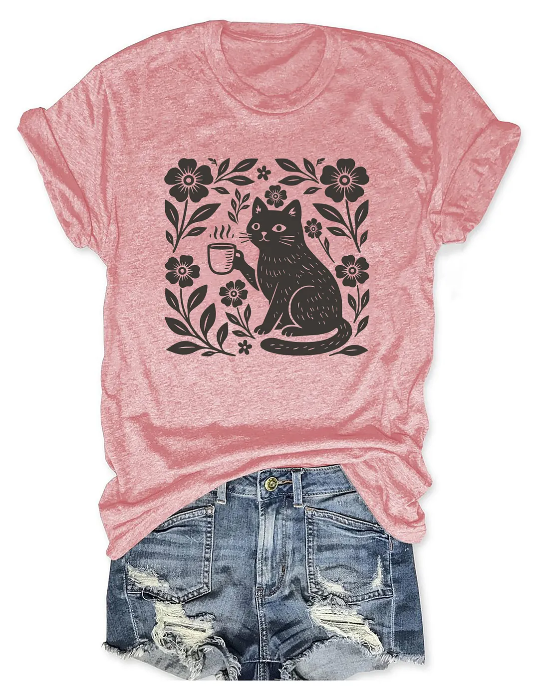Boho Cat Coffee Lover T-shirt