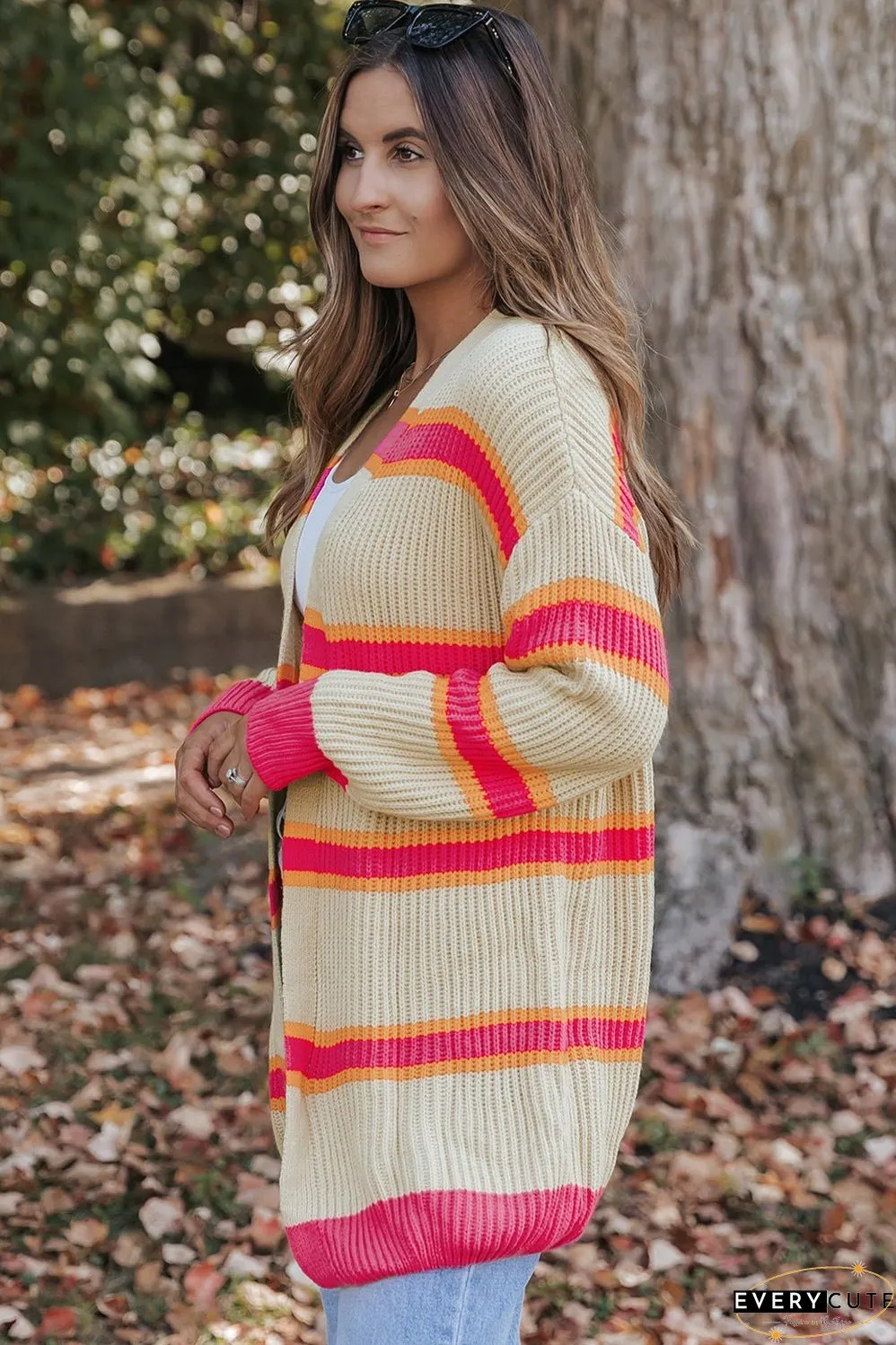 Ribbed Long Knitted Cardigan