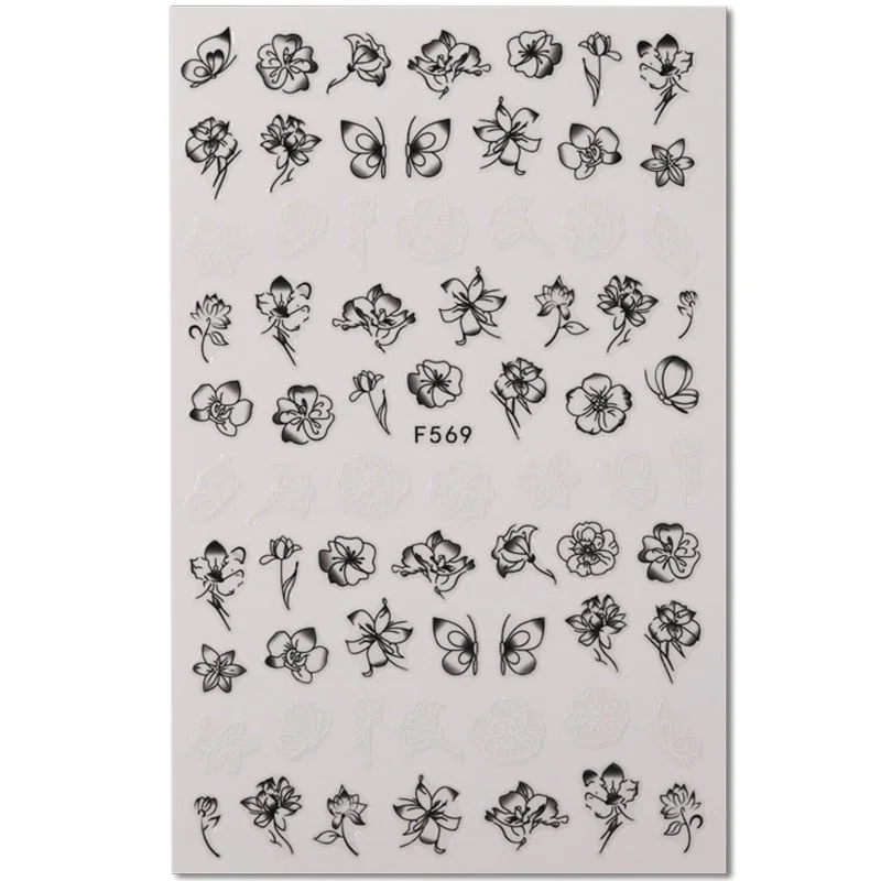 1PC Abstract Face 3D Nail Stickers Geometry Lines Love Letter Slider For Nails Gel Polish Decals For Manicures Decoration-Nail Inspo