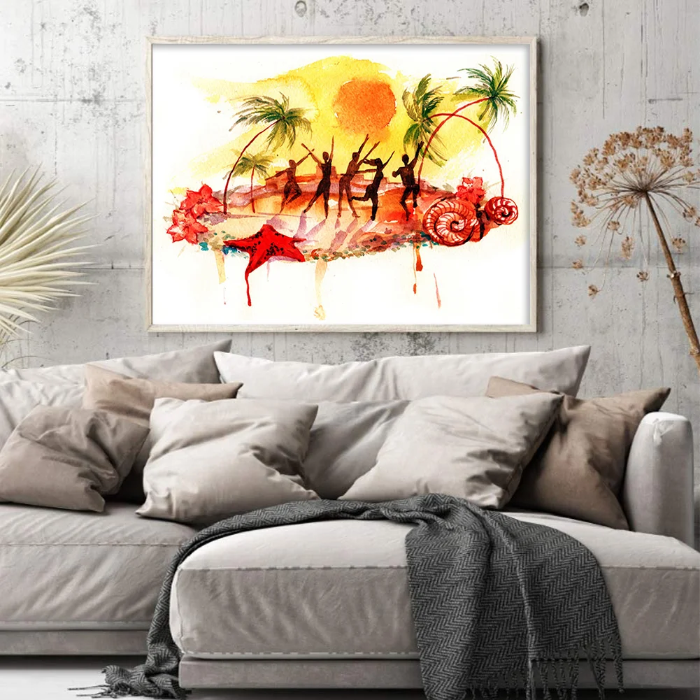 DIY Stamped Cross Stitch 14CT Full Embroidery 50*40cm - Silhouette Scenery