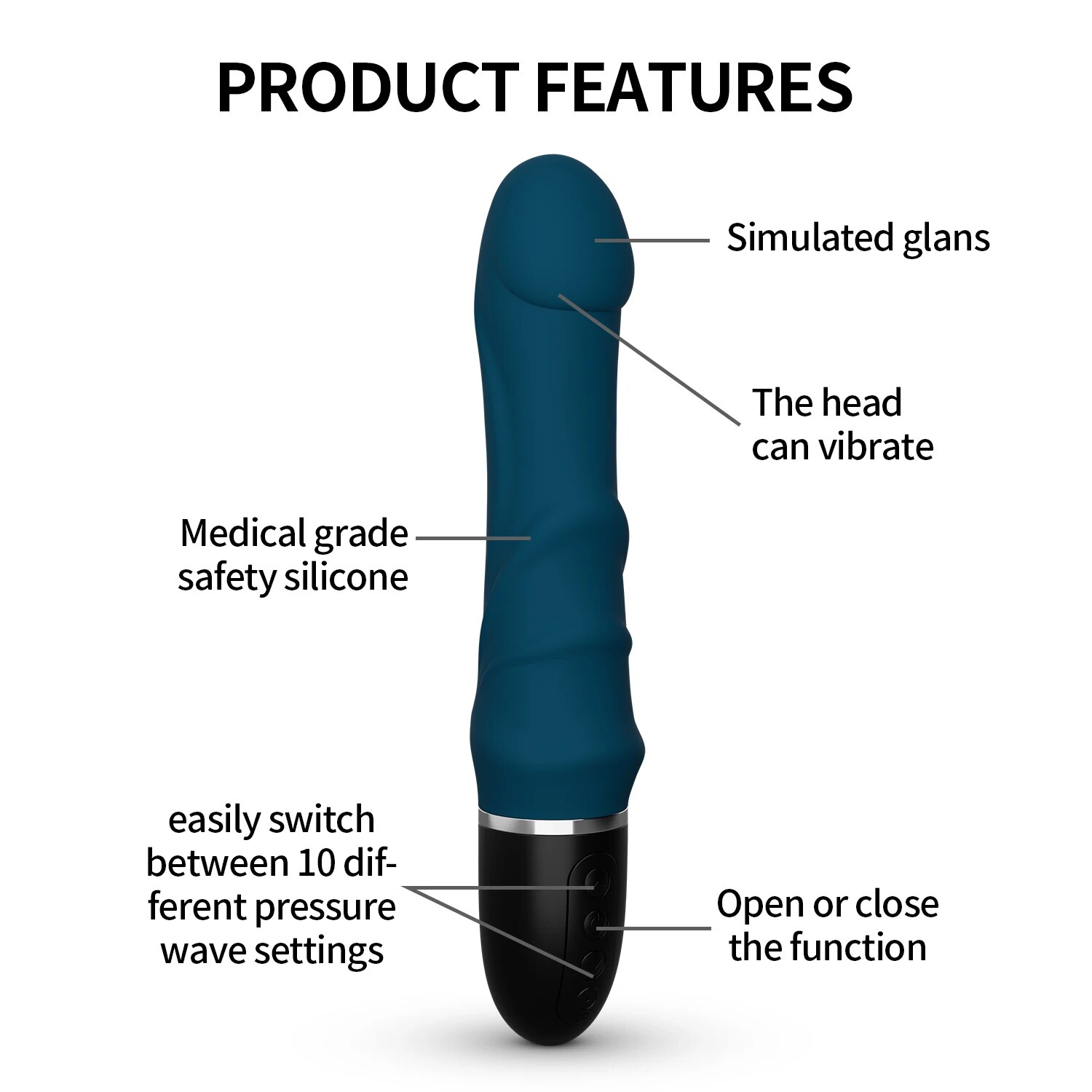 10 Modes Silicone Vibrator Dildo Massager for Couples